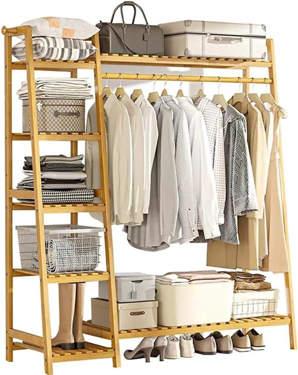 Multifunctioneel Bamboe Kledingrek - Open Kast voor Kledingopslag - Breedte: 160 cm