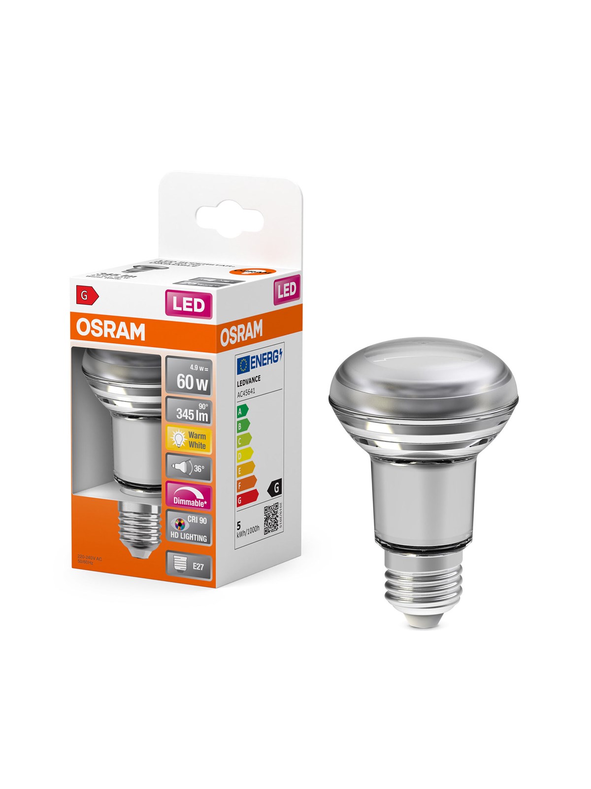 Osram LED-Lampe LED Comfort R63 36° 345lm 4.8W/927 (60W) E27 dimmable E27