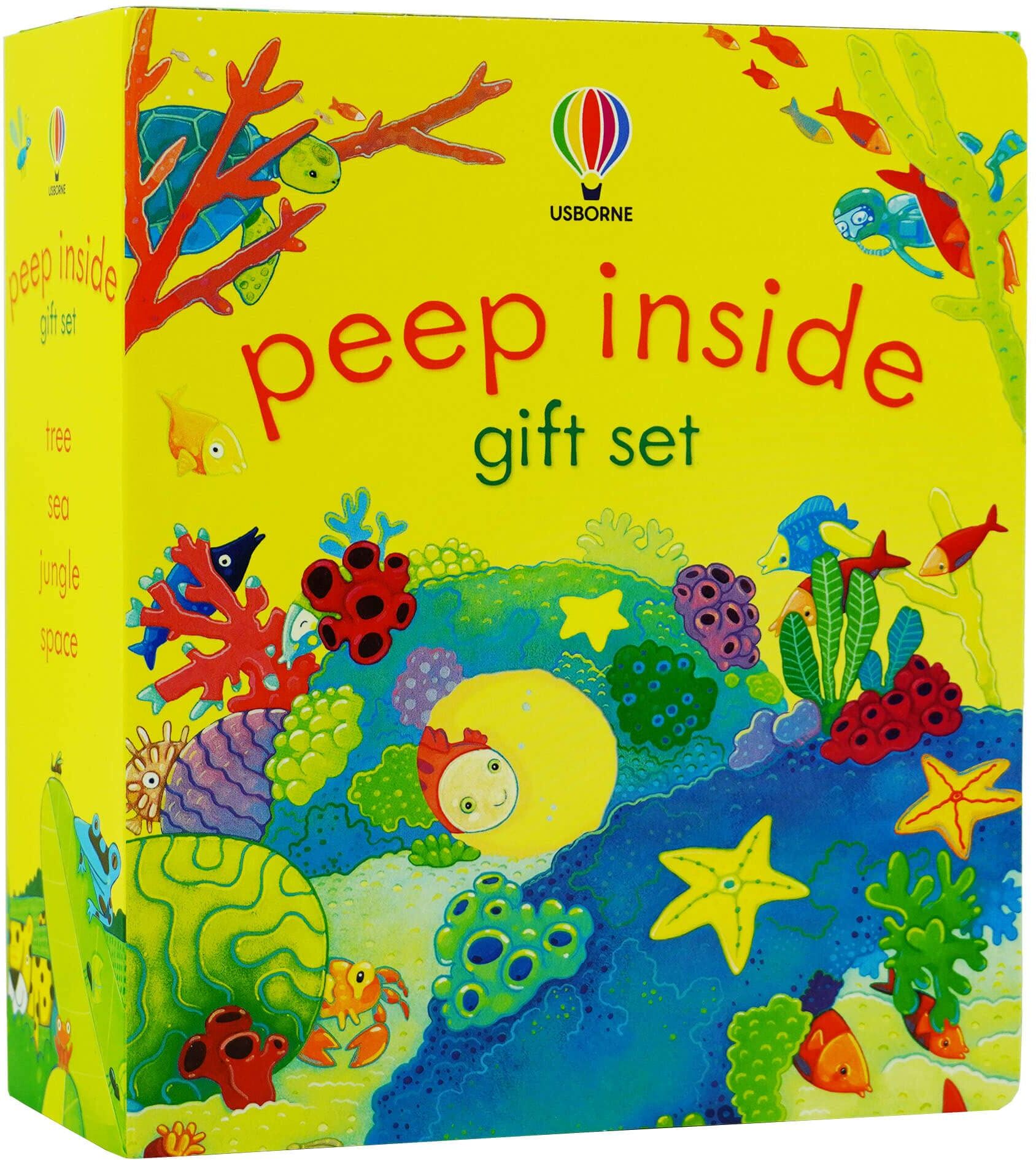 Usborne Peep Inside 4 Books Collection Set by Anna Milbourne - Board Book - Ages 3-5 - Trees, Sea, Jungle & Space Lift-the-Flap Gift Set