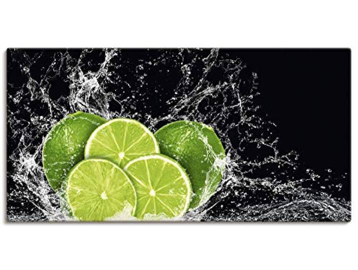 ARTLAND Wanddeko Leinwand Bilder Wandbild 150x75 cm Querformat Obst Früchte Limette im Wasser Küchenbilder Essen Lebensmittel H9KL