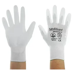 SAFEGUARD ESD-Handschuh, weiß, beschichtete Handflächen, Nylon/, S