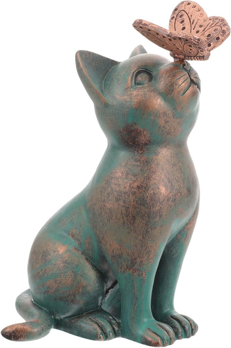 Miniatuur Kat Beeldje - Handgemaakt Hars Figuur voor Tafeldecoratie
