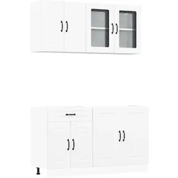 vidaXL 4-tlg. Küchenschrank-Set Kalmar Weiß Holzwerkstoff
