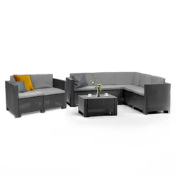 City Big 7-Sitzer Eck-Gartenmöbel-Set graphit
