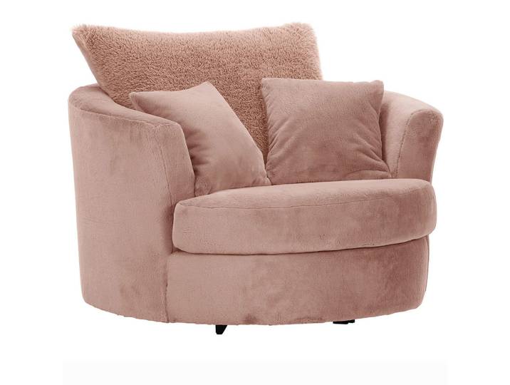Ambia Home Sessel, Altrosa, Metall, Füllung: Polyester, Schaumstoffflocken,Polyester, Schaumstoffflocken, 115x72x115 cm, Stoffauswahl, Sitzfläche 360° drehbar, Wohnzimmer, Sessel, Sonstige Sessel