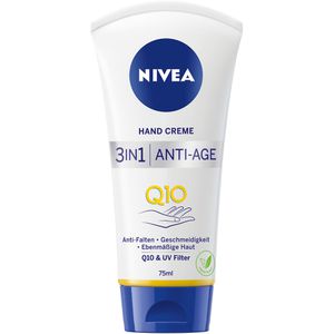 Nivea Handcreme 3in1 Anti-Age Q10 Anti-Falten, Q10 und UV-Filter, für normale und reife Haut, 75ml