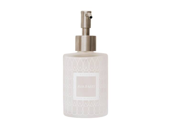 Seifenspender AVA & MAY Glas 185 ml , weiss (weiß), Glas, Metall, Dosierspender, Seifenspender