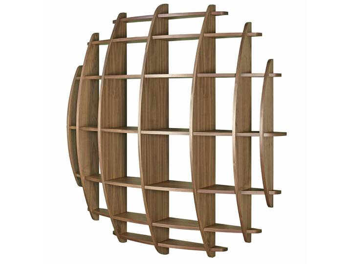 Etagère murale demi lune effet bois plaquage noyer