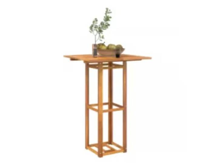 KTHLBRH Bartisch aus Akazie, 75 x 75 x 110 cm Tropisches Massivholz mit Lattenrost, elegantes Design für den Garten