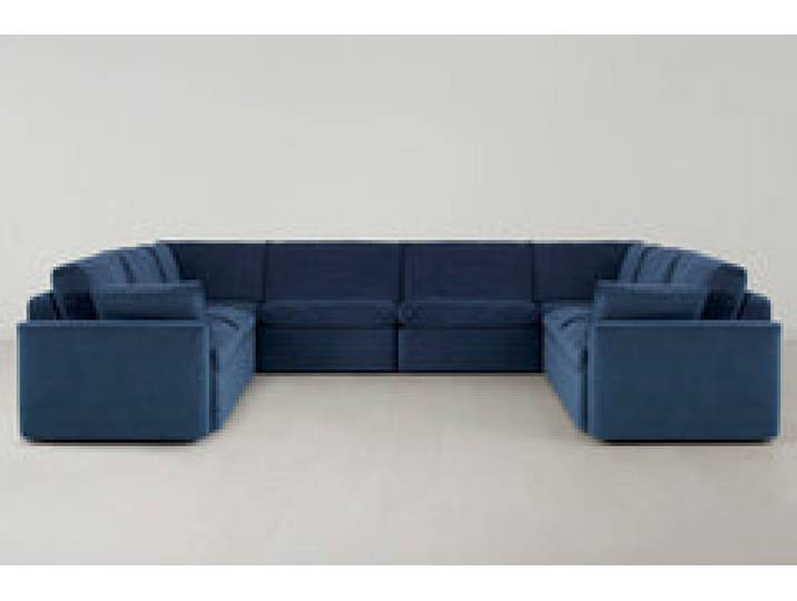 Model 13 U-Form Sofa, Blaugrün