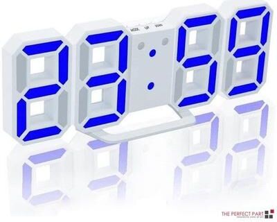 The Cart Load LED Big Wall Clock, USB Powered Digital Alarm, Snooze Function, Auto Brightness blue