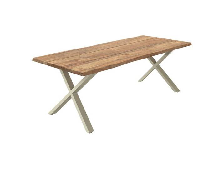 OUTLIV. Negara Gartentisch 220x100cm Edelstahl/Teak recycelt Baumkante Sand
