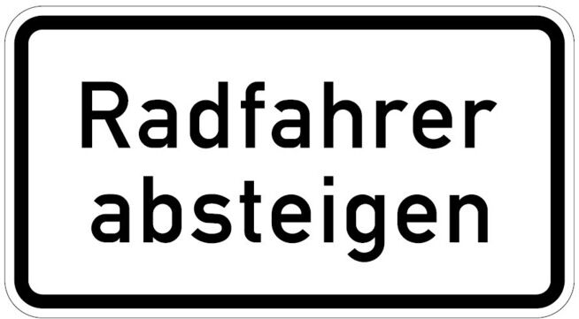 Zusatzschild 1012-32, 330x600mm Cyclistes descendre de vélo RAL-Gütezeichen Film RA1 ; ADCO (4251783600901)