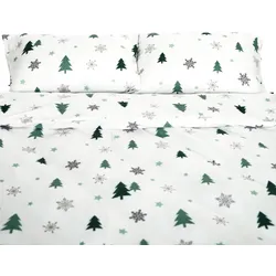 Fleece-Bettwäsche mit grünen Tannenmuster aus 100% Polyester