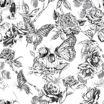 Graham & Brown Skull Roses Wallpaper