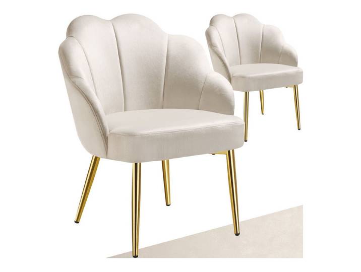 tectake Esszimmerstuhl Cocktailsessel Hellen, gepolstert mit Samtbezug (Set, 2 St), Bequeme Polsterung dank superdicker und hochdichte Schaumstofffüllung