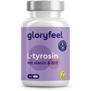 gloryfeel Aminosäuren L-Tyrosin, 365 Kapseln, mit Niacin & B12, hochdosiert, 244 g