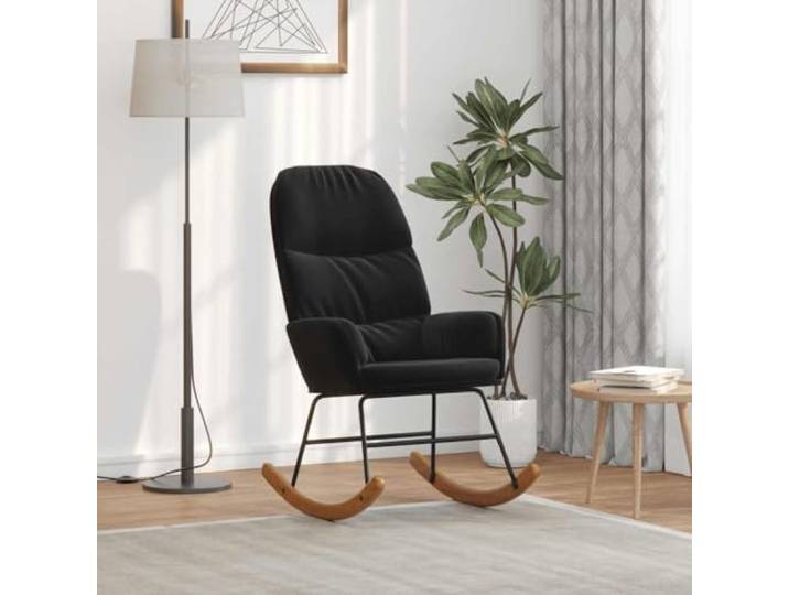 LPERTGFHU Schaukelstuhl aus Samt Schwarz, Bequemer Relaxsessel mit weicher Polsterung für Wohnzimmer und Schlafzimmer, Moderner Loungesessel mit sanfter Schaukelbewegung