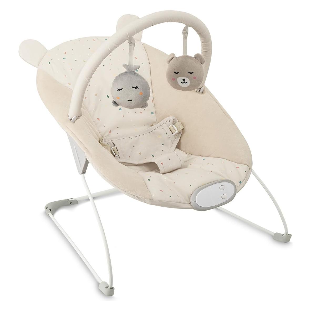 MoMi Babywippe Glossy mit Sicherheitsgurt und sensorischem Modul (BULE00044)