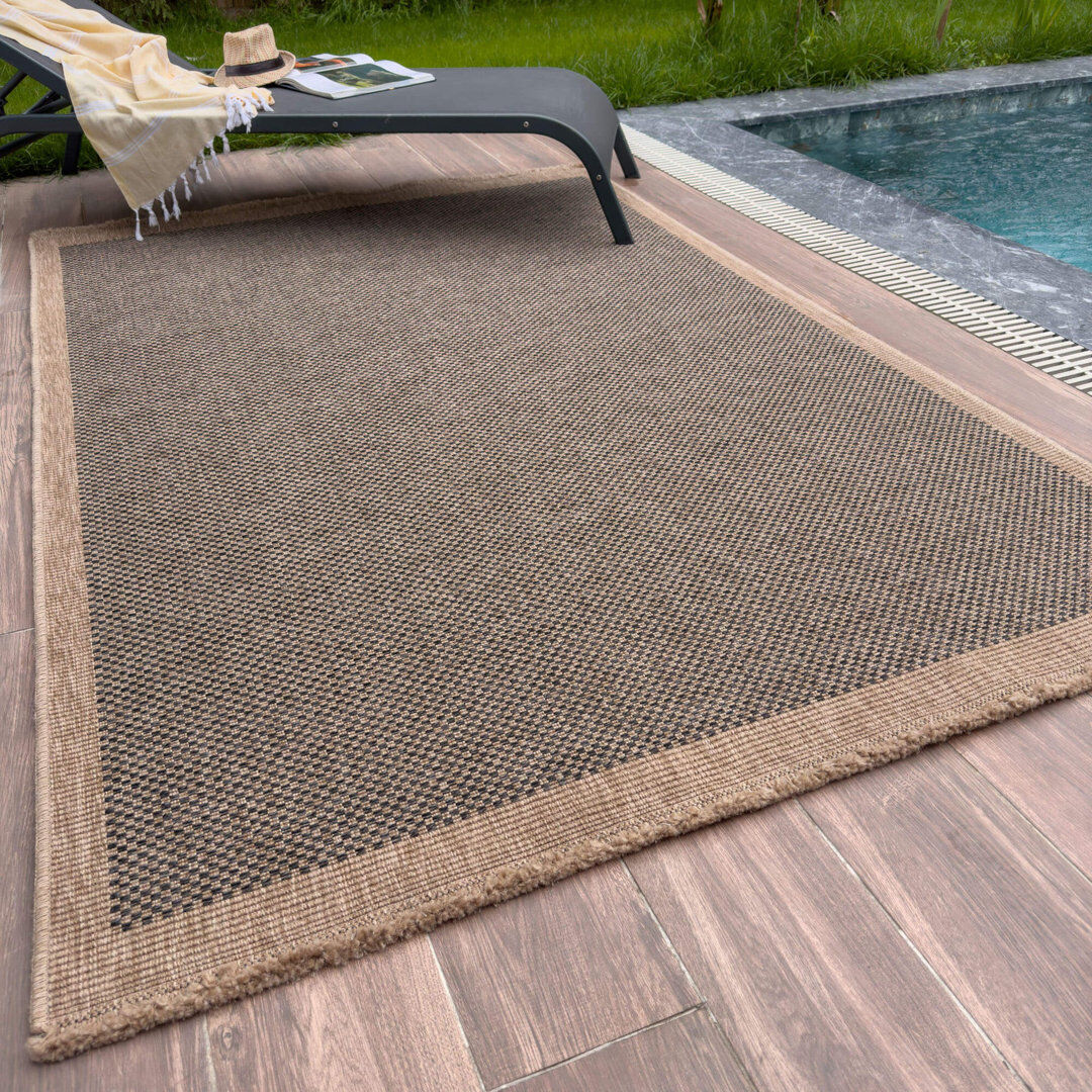 THE RUGS Nature Collection Chequered Indoor / Outdoor Area Rug Dark Grey Rectangle 140 x 200 cm