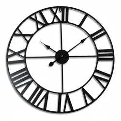 Relaxdays Wanduhr, römische Zahlen, Ø 60 cm, batteriebetriebene Wohnzimmeruhr, analoge Küchenuhr, Eisen, schwarz