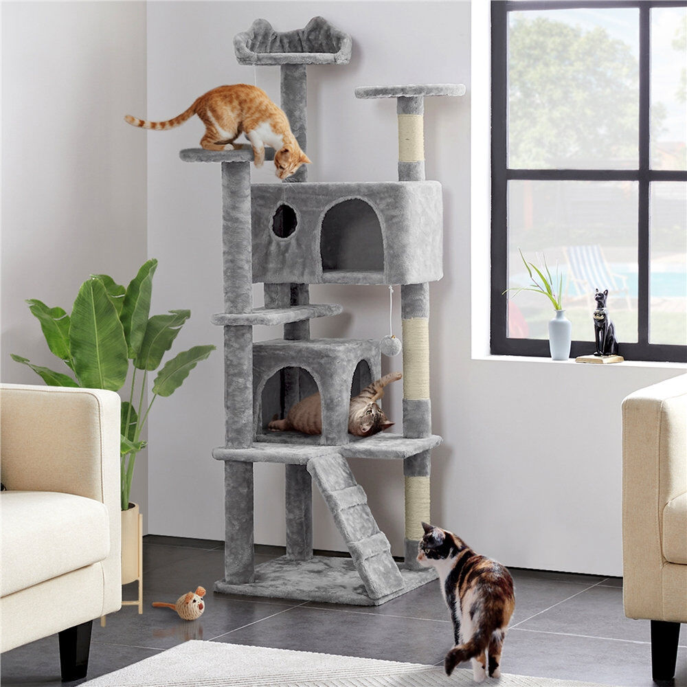 Yaheetech Cat Tree Light Grey 158cm H x 49cm W x 49cm D