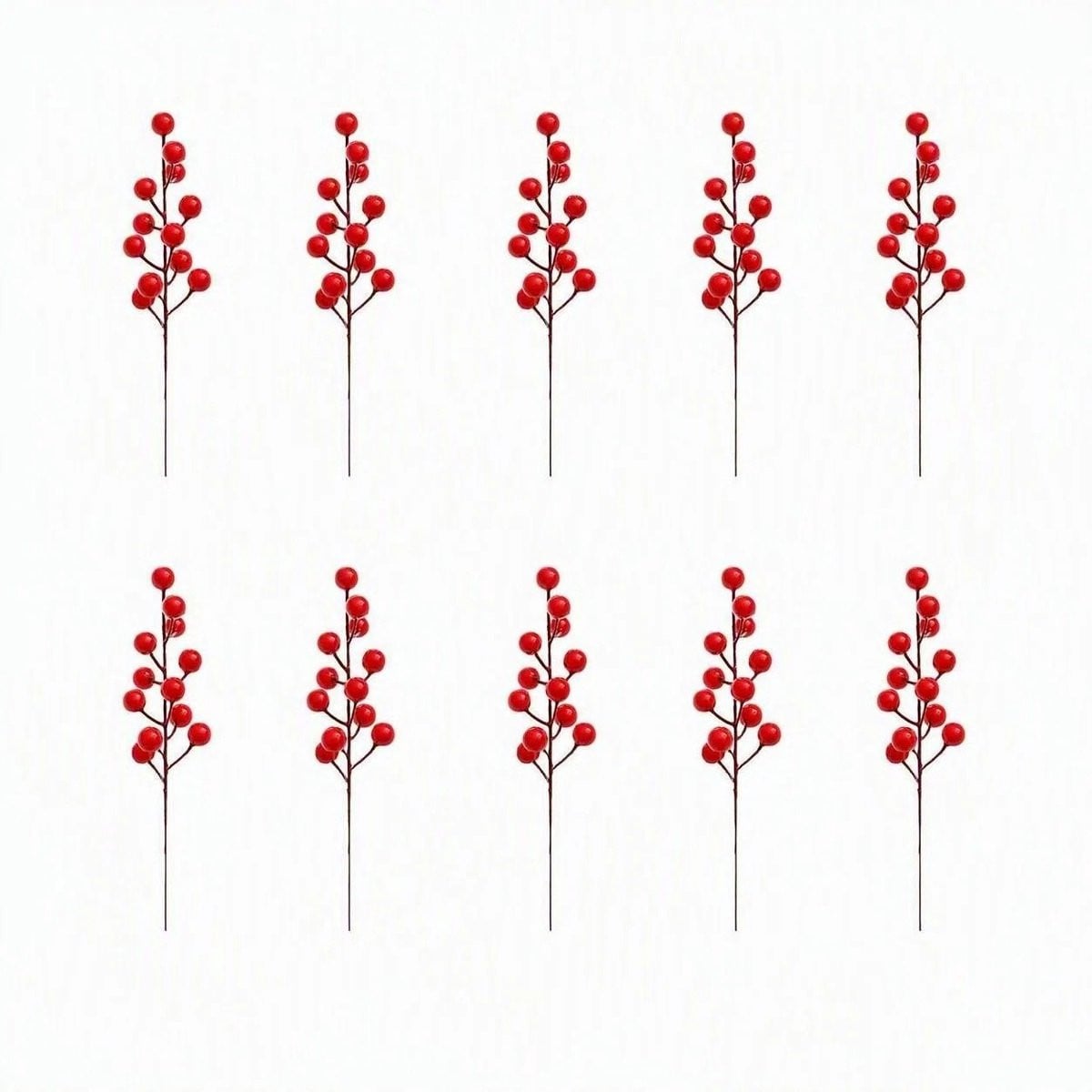 10 stuks Realistische Rode Bessen Stengels voor Kerstdecoratie Rood