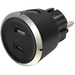 Capidi Sicherheitstimer USB A+C 1-4 Stunden 3,4A Schwarz, Küchentimer, Schwarz