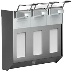 MediQo-line Seifenspender Trio kurzer Hebel Edelstahl 500 ml dreifach Gehäuse, Universalspender