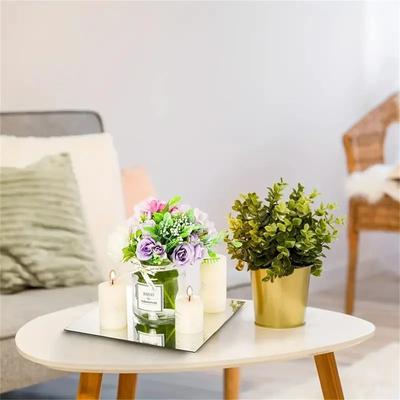 Inspire Essentials Elegant Acrylic Square Mirror Tray Set Elegant Acrylic Square Mirror Tray Set