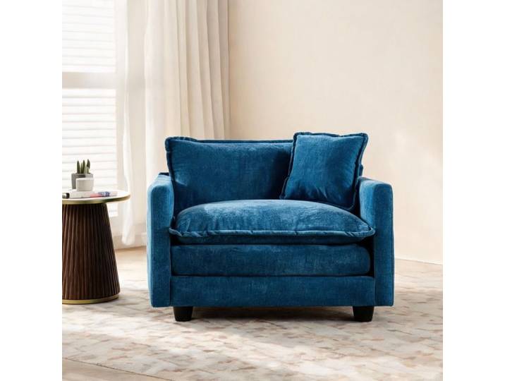 Pour salon chambre ou petit appartement: canapé 1 place sectionnel moderne modulable en chenille deep blue