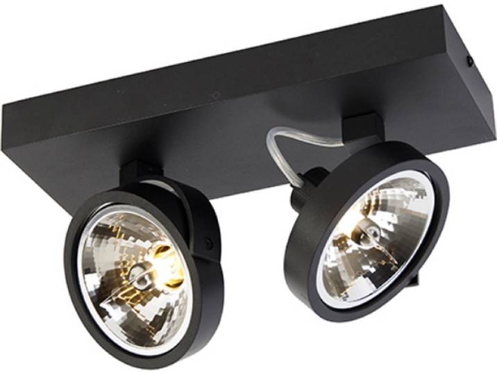 QAZQA go - Moderne Plafondspot Spotje Opbouwspot - 2 lichts - L 30 cm - Zwart - Woonkamer Slaapkamer Keuken
