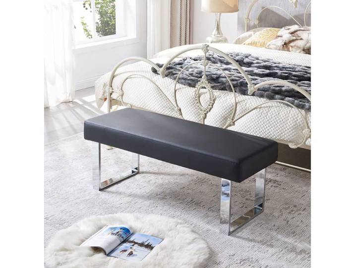 JIEXI Banc de cuisine moderne pour 2 adultes chaise minimaliste pour cuisine salon et couloir (noir)