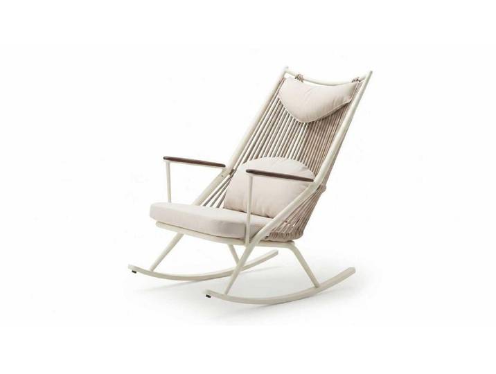 Xlmoebel Schaukelsessel Schaukelstuhl Beige Relaxsessel mit Polsterung Terrasse Garten