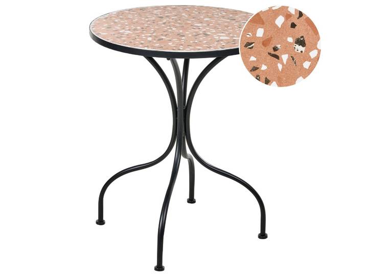 BISTROTISCH 60/60 cm Terrazzo Optik Metall Schwarz Adrano