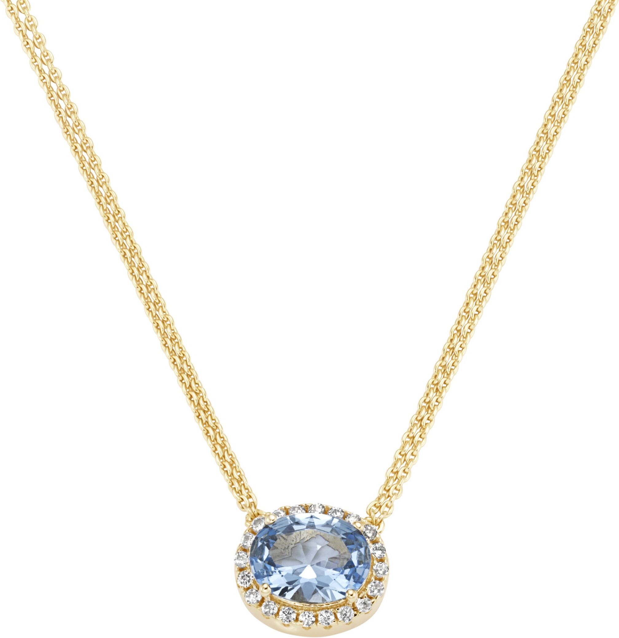 Collier SMART JEWEL "Collier mit weißen und hellblauem Zirkonia, Silber 925", blau (hellblau), Halsketten, Damen, Silber 925 (Sterlingsilber), Collier