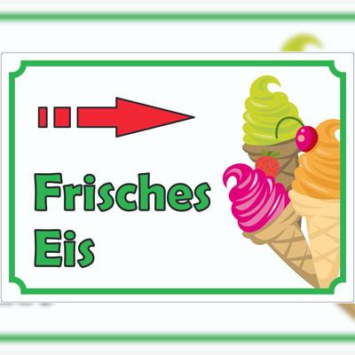 HB-Druck Frisches Eis Aufkleber mit Pfeil rechts A7 (74x105mm)