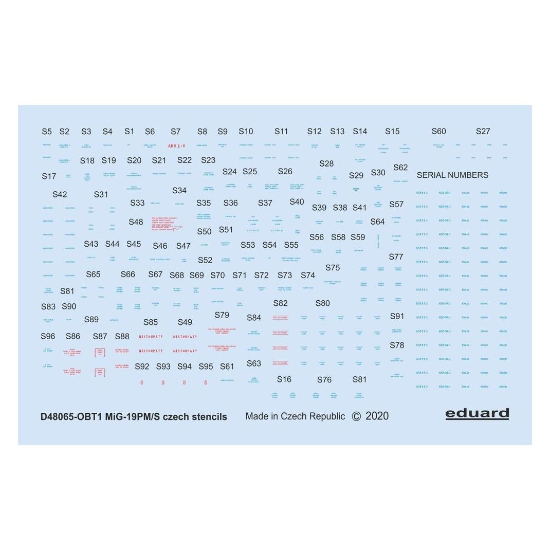 Eduard MiG-19 stencils Czech for (D48065)
