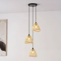 HOME DELUXE Hängeleuchte aus Rattan FELIA - Beige