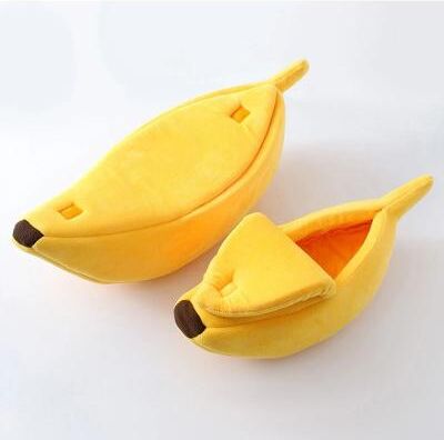 Uplifted Finds Funny Banana Shape Cozy Cat Bed House And Warm Cushion Nest yellow m