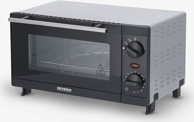 Severin TO 2052 Mini-oven, 9 liter, 800 Watt, zwart-zilver