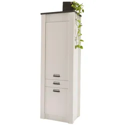 KÜCHE-HOCHSCHRANK weiß Pinie, anthrazit Landhaus 62 x 200 cm, Küchenschrank mit Soft-Close