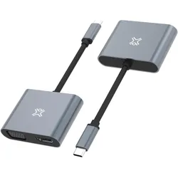XtremeMac Type-C to HDMI & VGA Adapter (HDMI, VGA), Video Adapter, Grau