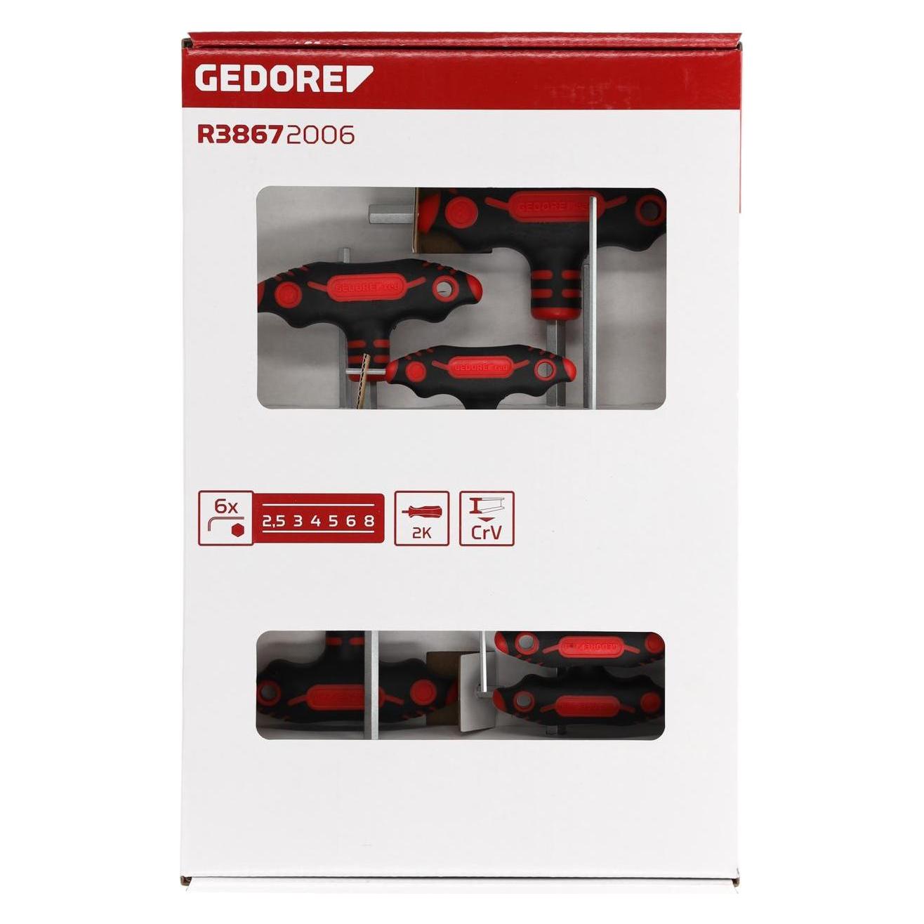 Gedore Red red R38672006 2K-T-Griff-Schraubendreher-Satz 6-kant 2.5-8 mm (Innensechskant) (3301281)