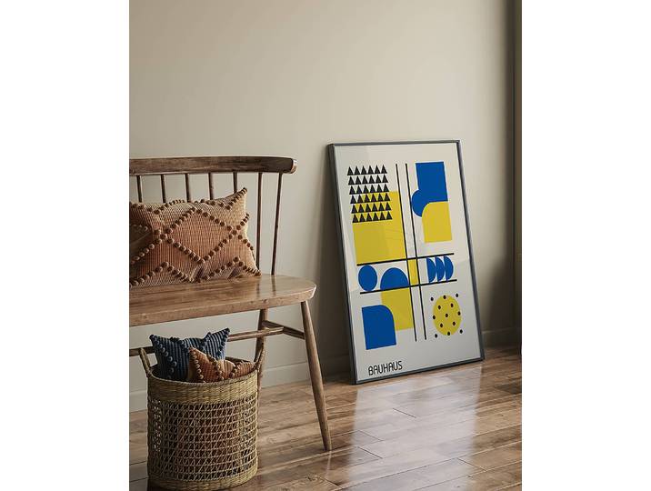 Bild New Bauhaus Colors Rahmen: Buche Massiv, lackiert Abdeckung: Acrylglas Multicolor 63 x 83cm