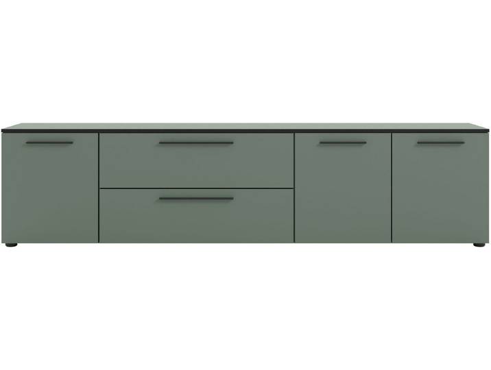 Manjana Möbel Lowboard mit Schwarz matten Metallgriffen