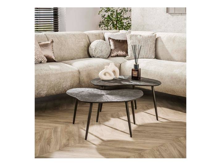 Sitheim® Couchtisch RAY Brown organisch Couchtisch Set aus 2 / Dunkelbraunes Bronze (2er Set)