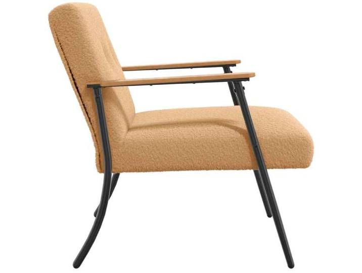 Confortable Fauteuil simple pour salon bureau chaise relax Beige Tissu ressemblant à de la laine bouclée__27860