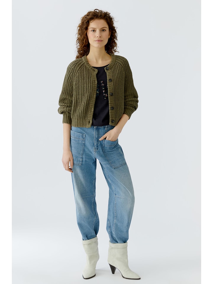 Oui Cardigan in Khaki - 40