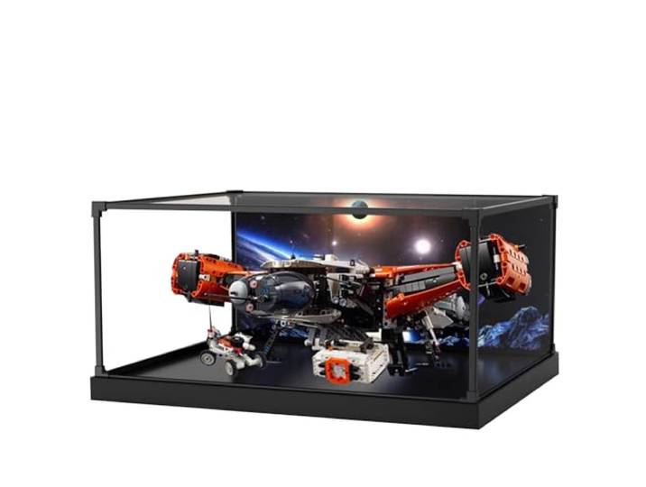 Acryl-Vitrine für Lego 42181 Cargo Spacecraft Bauset, klare Vitrine, staubdichte Vitrine, kompatibel mit Lego 42181 (nur Vitrine) (Hintergrund)
